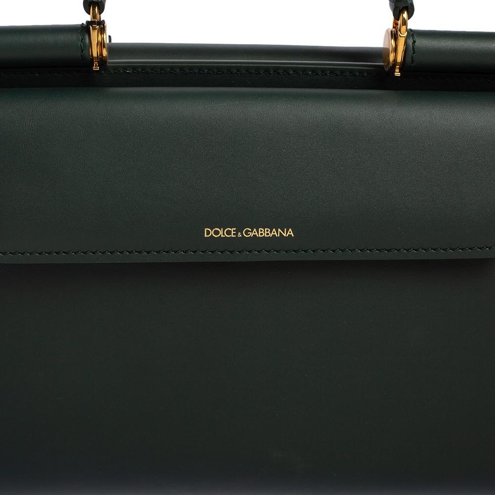 Dolce & Gabbana Green Leather Medium Sicily 62 Top Handle Bag 2