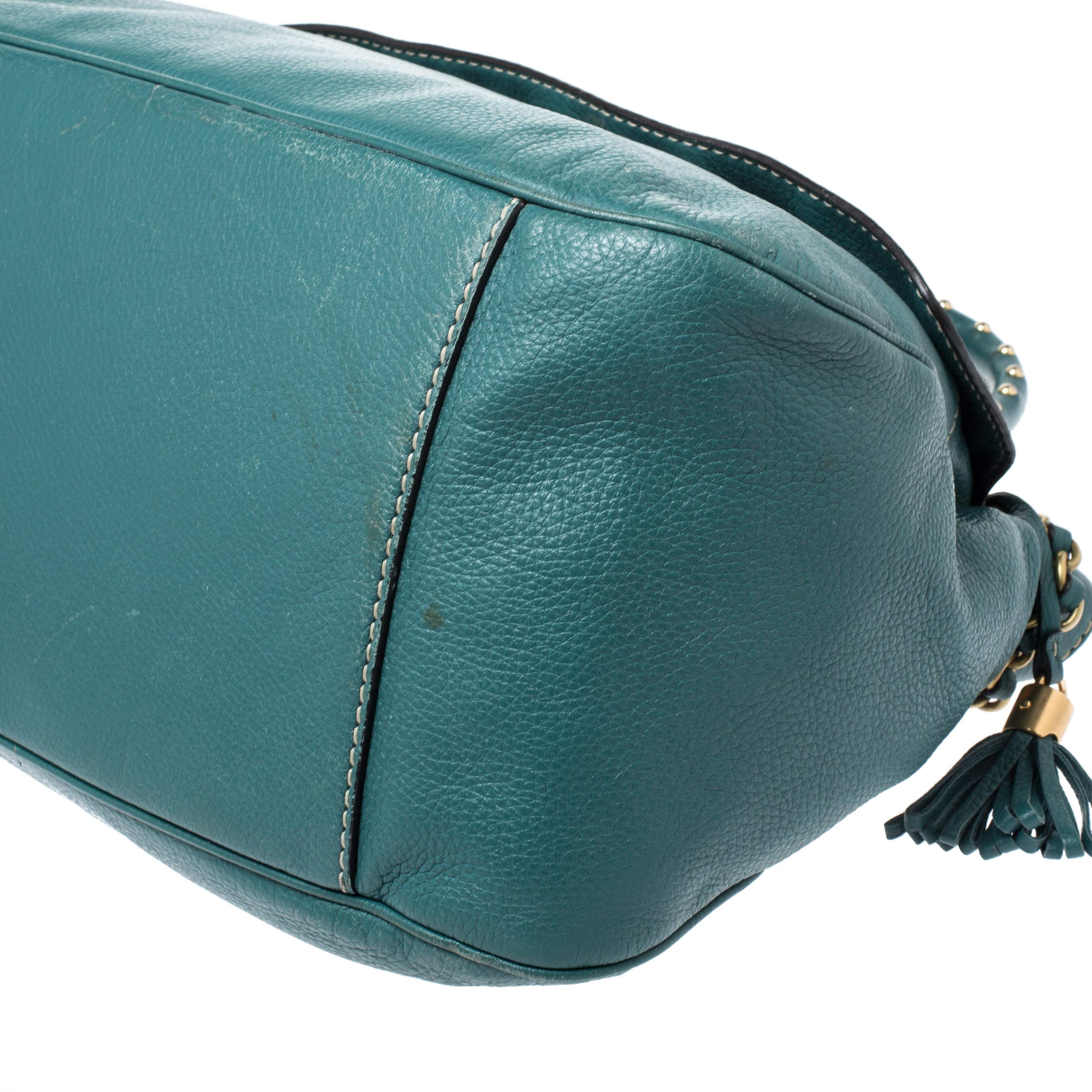 Dolce & Gabbana Green Leather Miss Charlotte Satchel For Sale 6