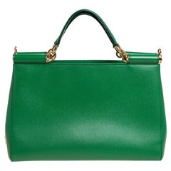Dolce & Gabbana Green Leather Miss Sicily Double Handle Tote