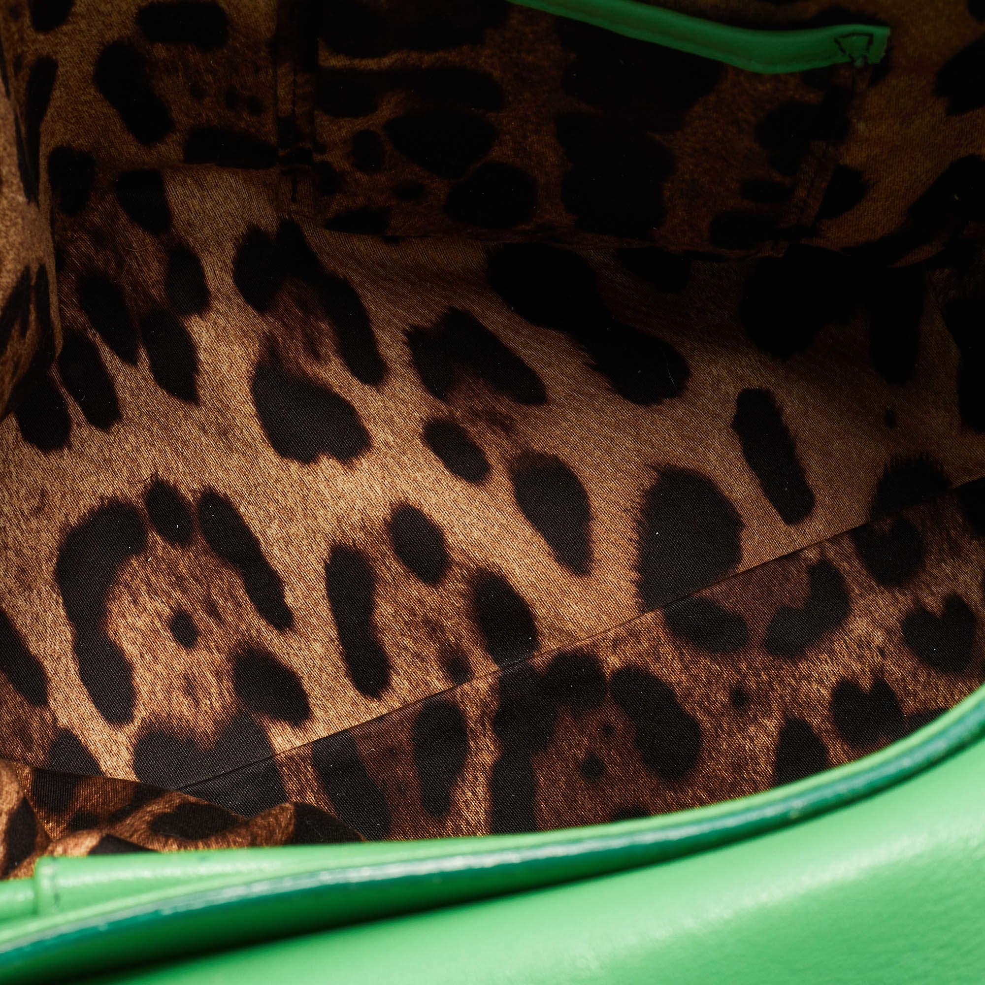 Dolce & Gabbana Green Leather Padlock Top Handle Bag 13
