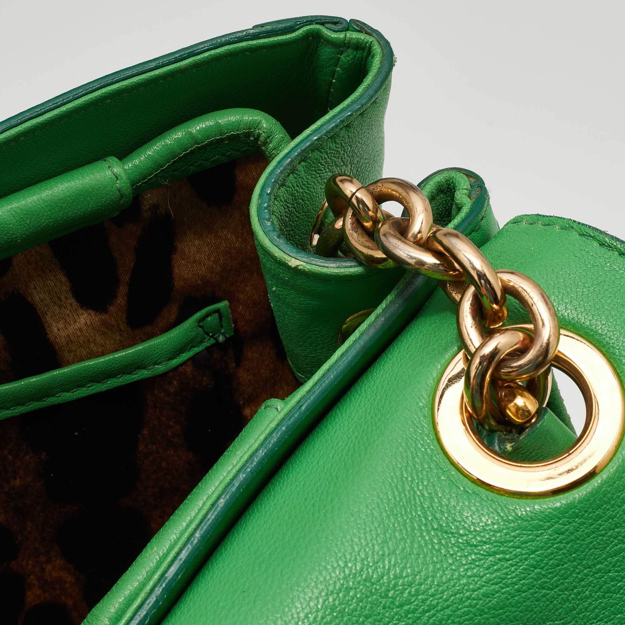 Dolce & Gabbana Green Leather Padlock Top Handle Bag 14