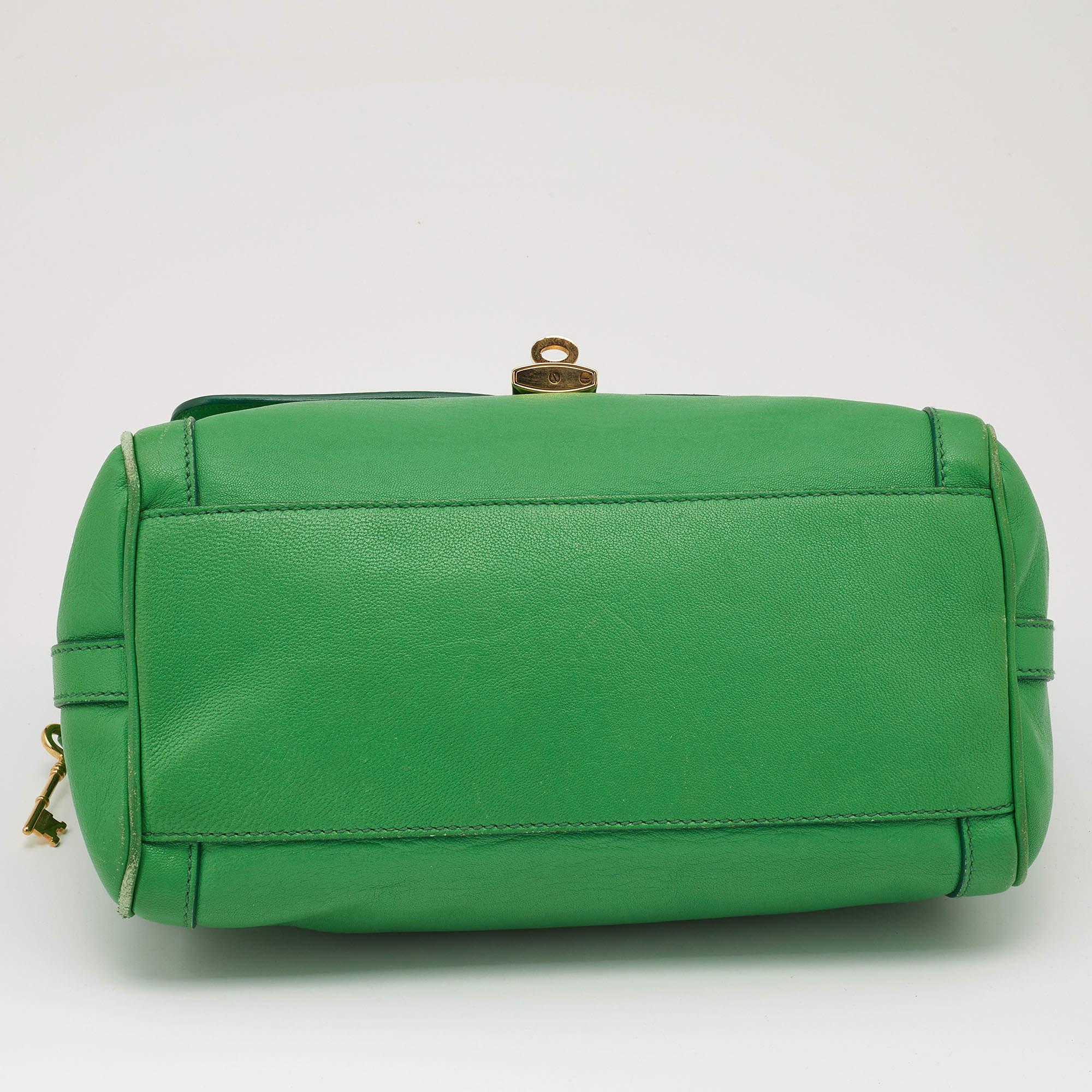 Women's Dolce & Gabbana Green Leather Padlock Top Handle Bag