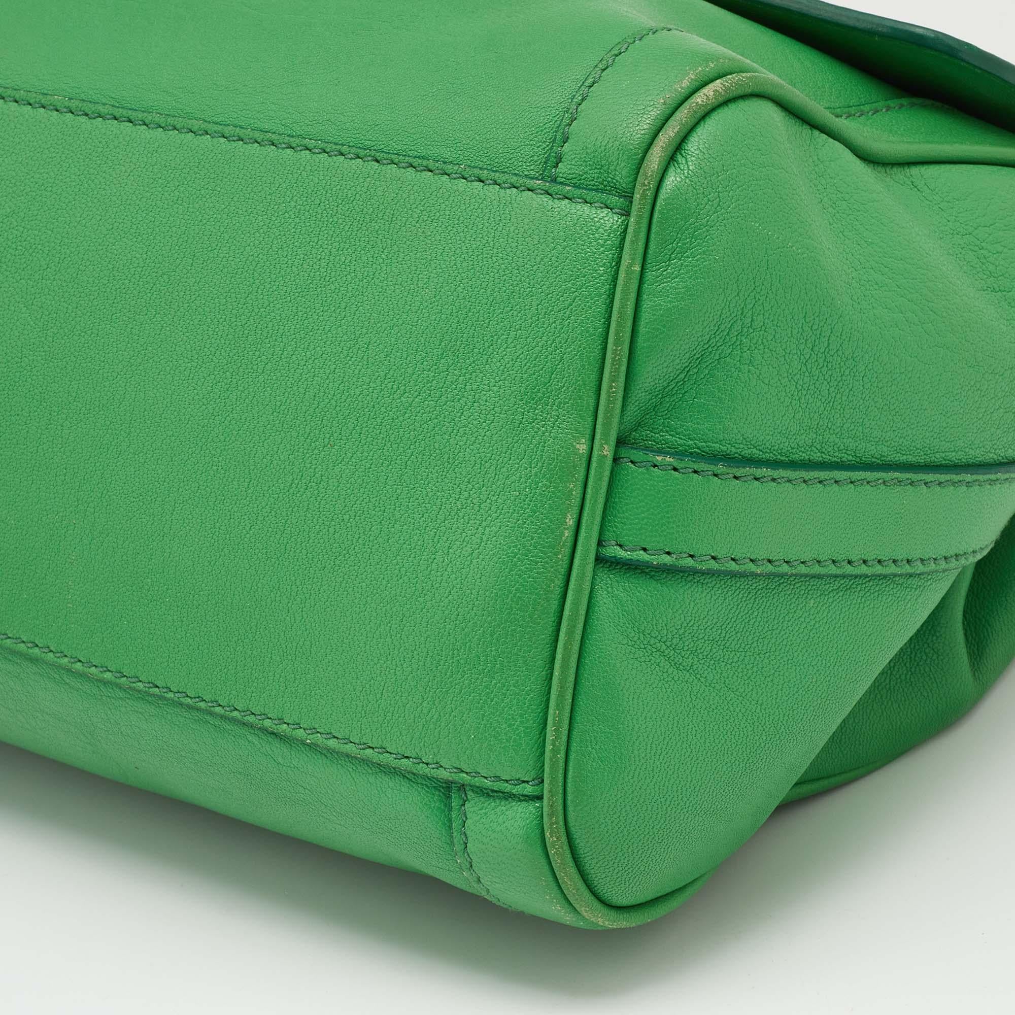 Dolce & Gabbana Green Leather Padlock Top Handle Bag 2