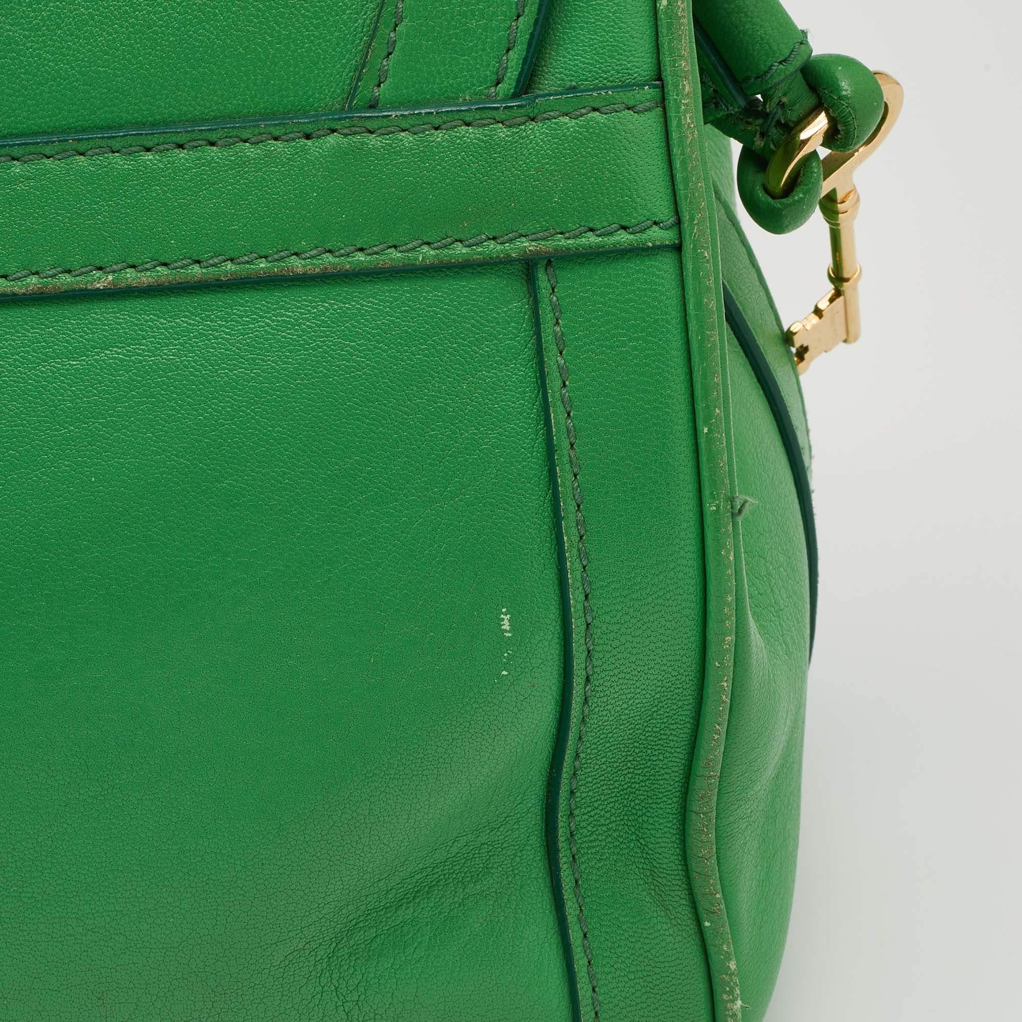 Dolce & Gabbana Green Leather Padlock Top Handle Bag 4