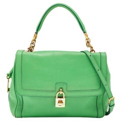 Dolce & Gabbana Green Leather Padlock Top Handle Bag