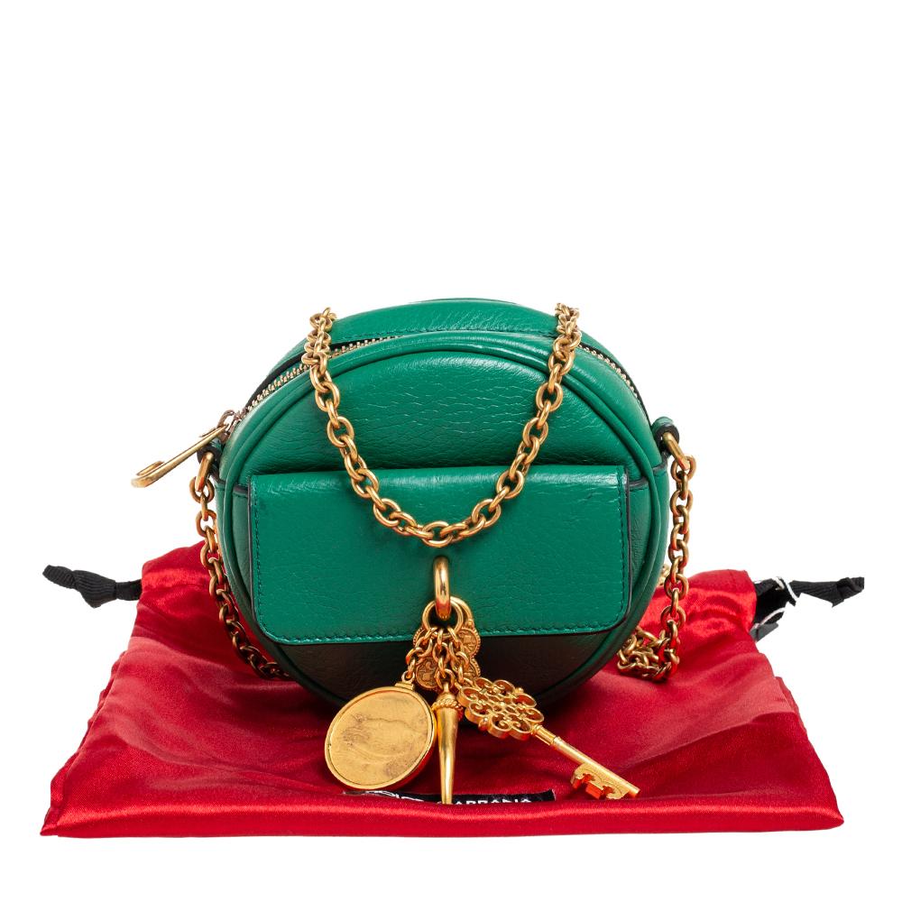 Dolce & Gabbana Green Leather Small Charm Miss Glam Crossbody Bag 6