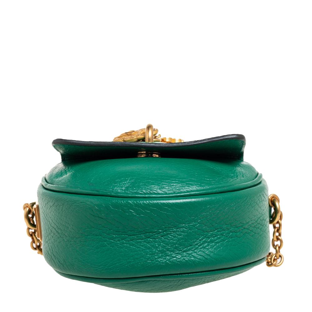 Dolce & Gabbana Green Leather Small Charm Miss Glam Crossbody Bag In Excellent Condition In Dubai, Al Qouz 2