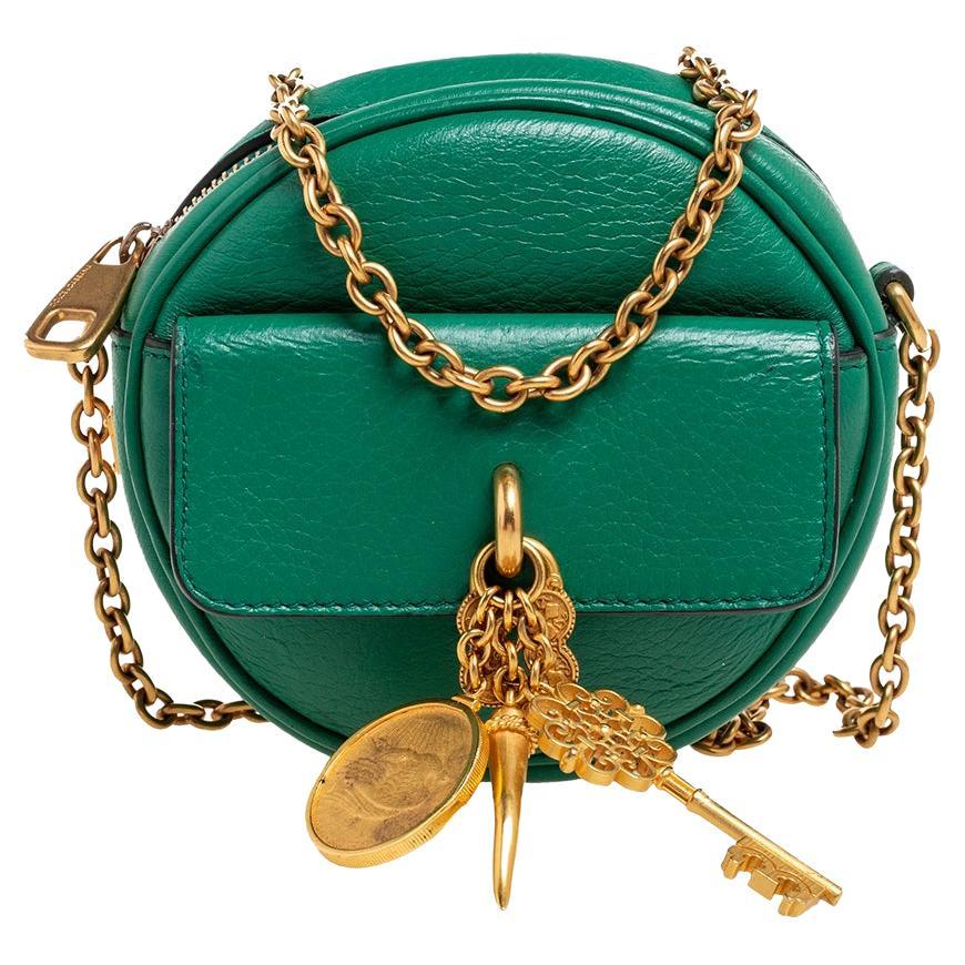 Dolce & Gabbana Green Leather Small Charm Miss Glam Crossbody Bag