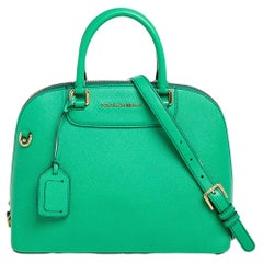 Dolce & Gabbana Green Leather Small Megan Dome Satchel