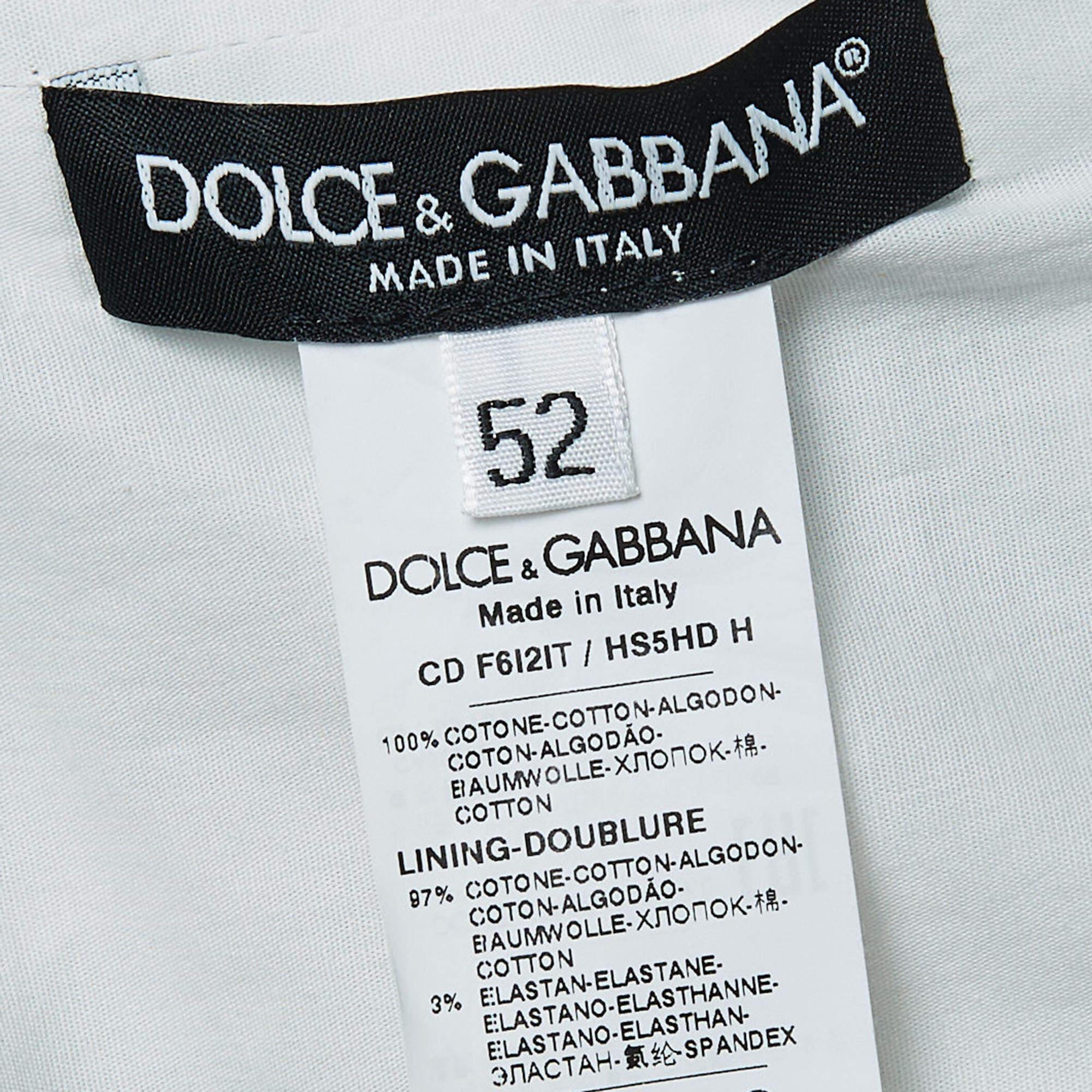 Dolce & Gabbana Green Leaves Print Cotton Halter Neck Short Dress 3XL In Excellent Condition In Dubai, Al Qouz 2