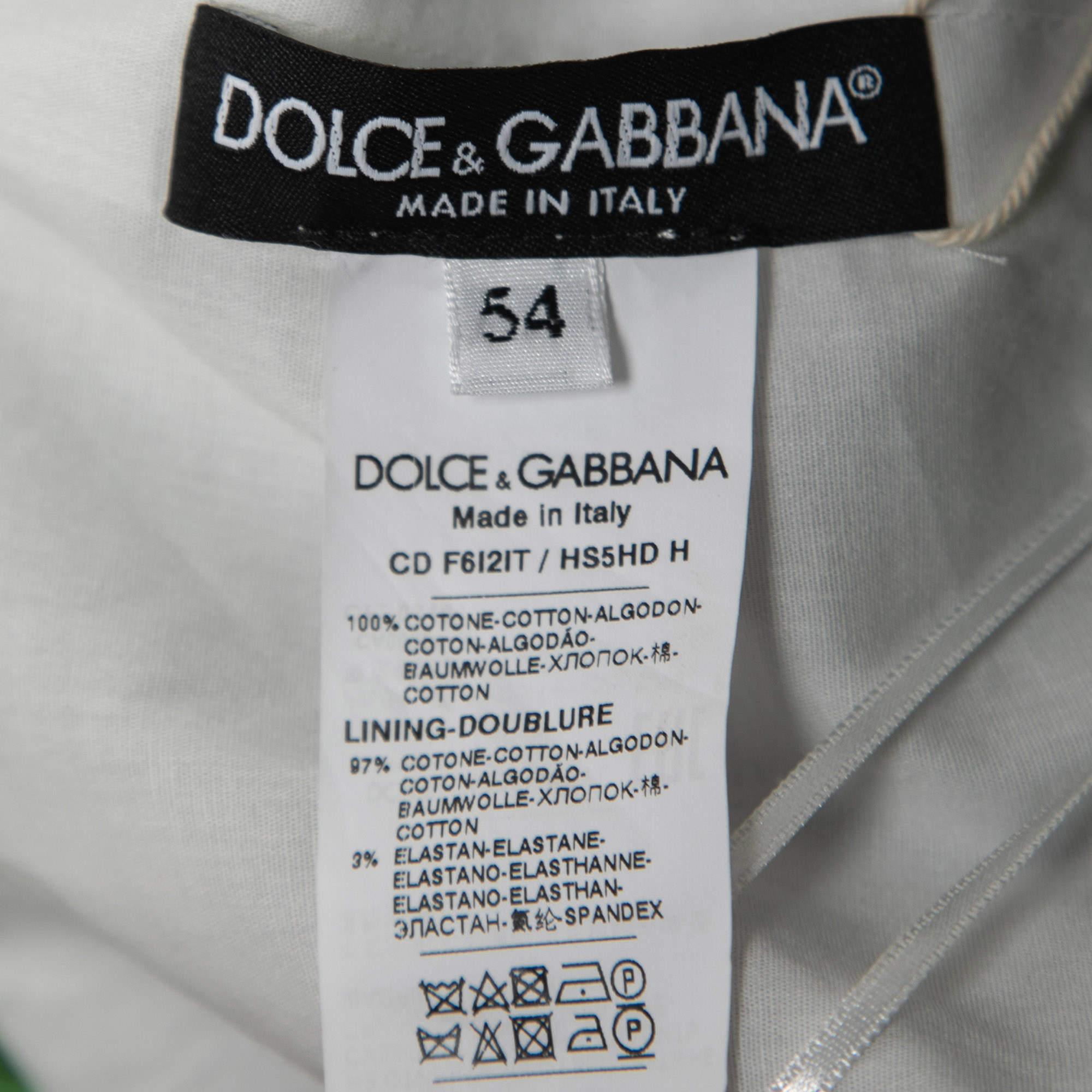 Dolce & Gabbana Green Leaves Print Cotton Halter Neck Short Dress XXL In Excellent Condition In Dubai, Al Qouz 2