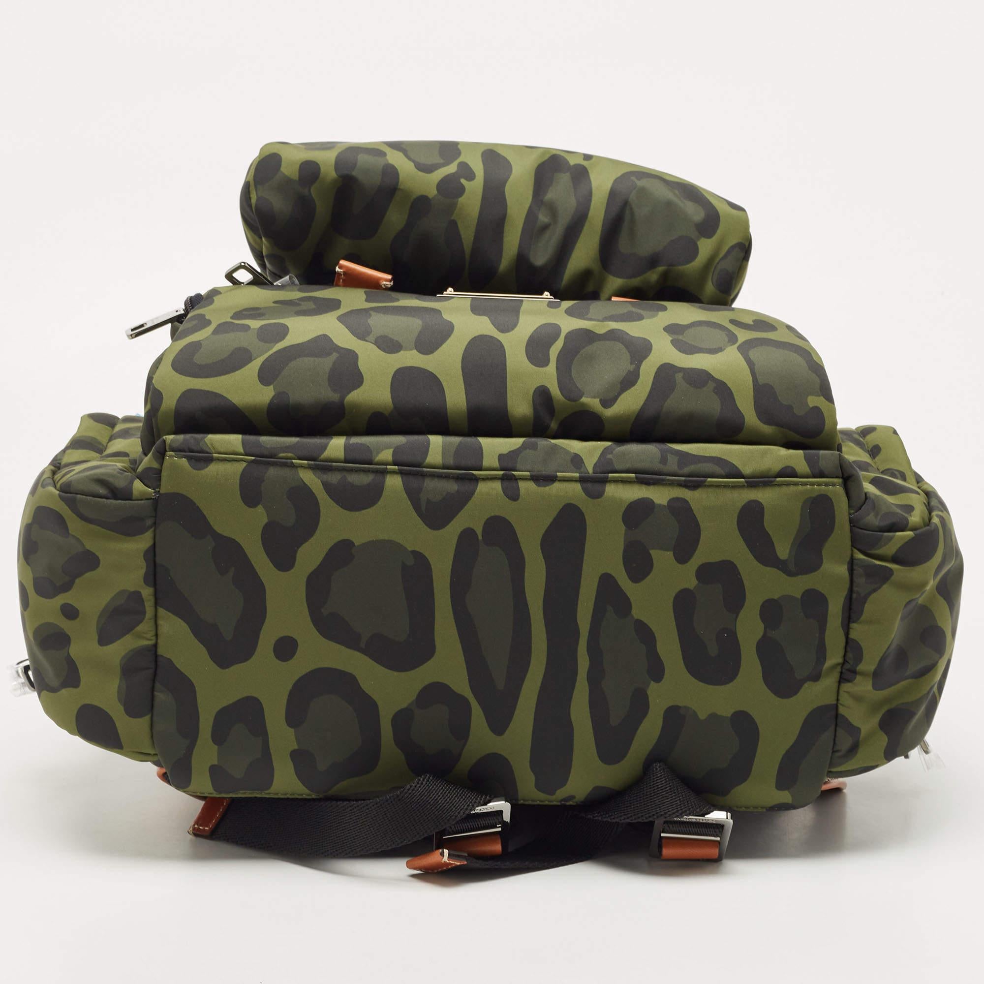 Women's Dolce & Gabbana Green Leopard Print Backpack