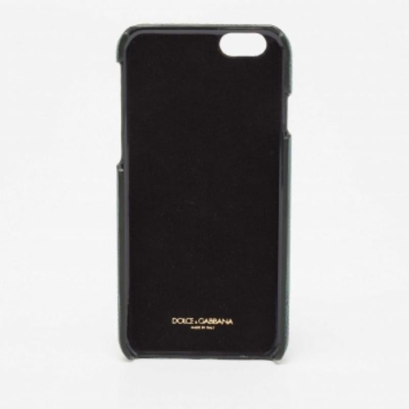 Dolce & Gabbana Grünes Leder mit Eidechsenprägung und Kristallverzierung  iPhone 6 Tasche Damen im Angebot