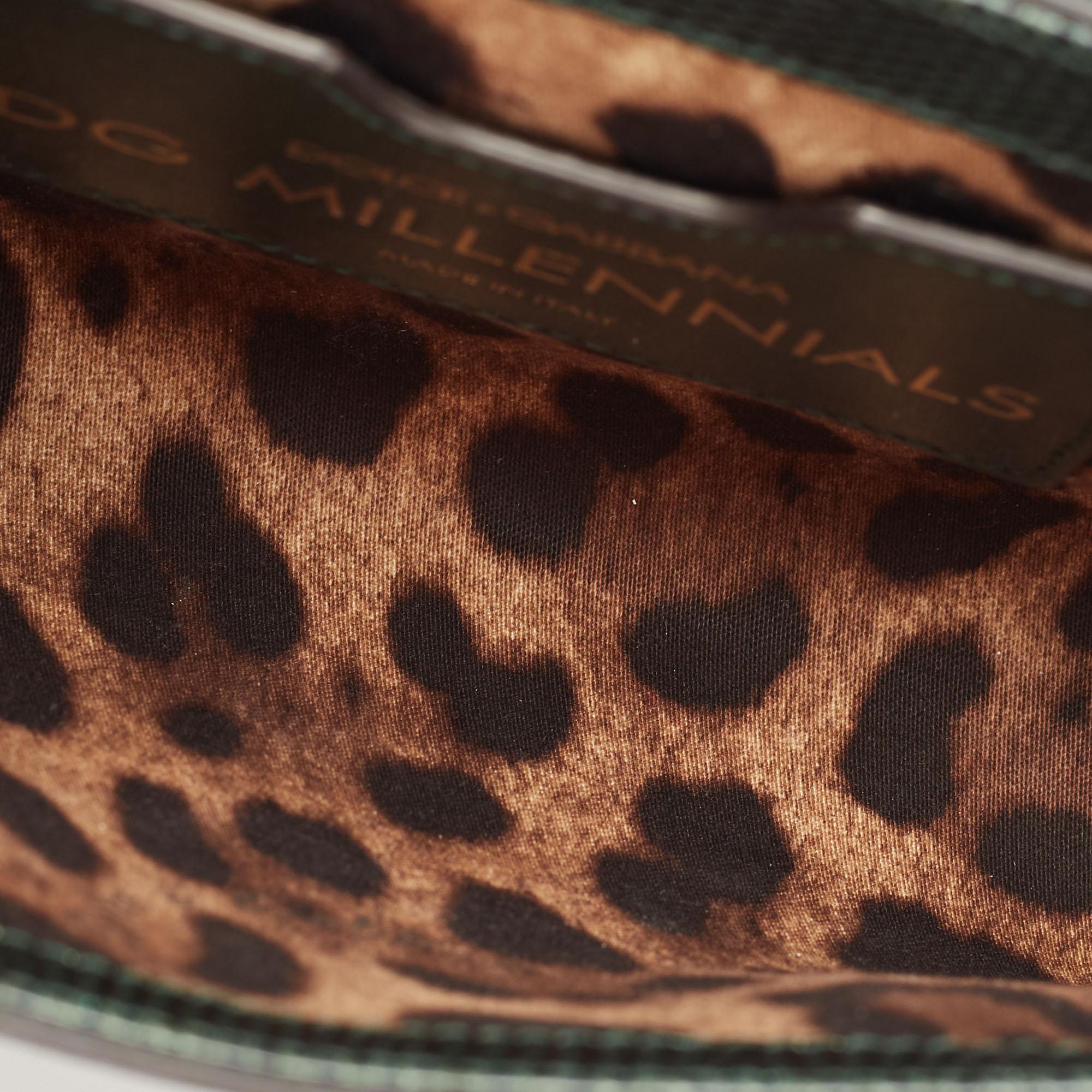 Dolce & Gabbana - Sac à bandoulière DG Millennials en cuir gaufré lézard vert 8