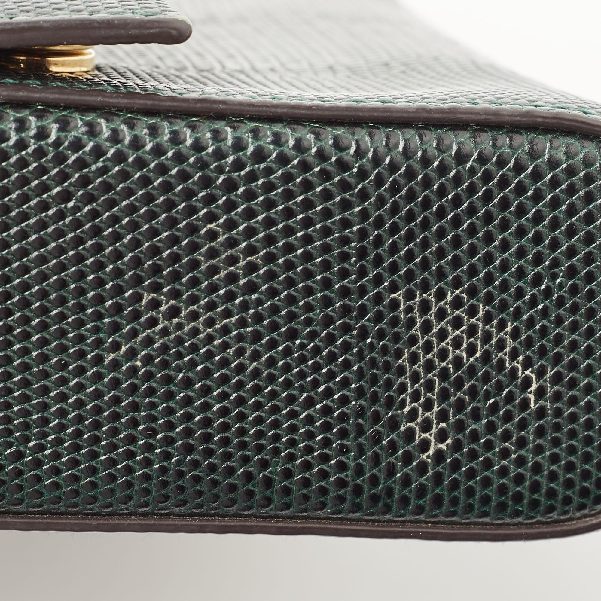 Dolce & Gabbana - Sac à bandoulière DG Millennials en cuir gaufré lézard vert 10