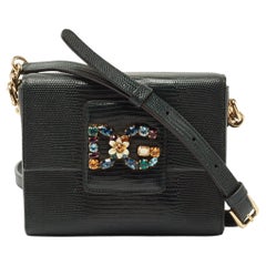 Dolce & Gabbana - Sac à bandoulière DG Millennials en cuir gaufré lézard vert