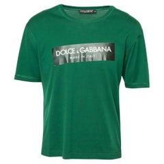 Dolce & Gabbana Green Logo Printed Cotton T-Shirt S