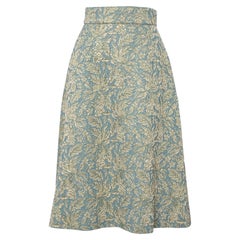 Dolce & Gabbana Green Metallic Floral Jacquard A-Line Midi Skirt M
