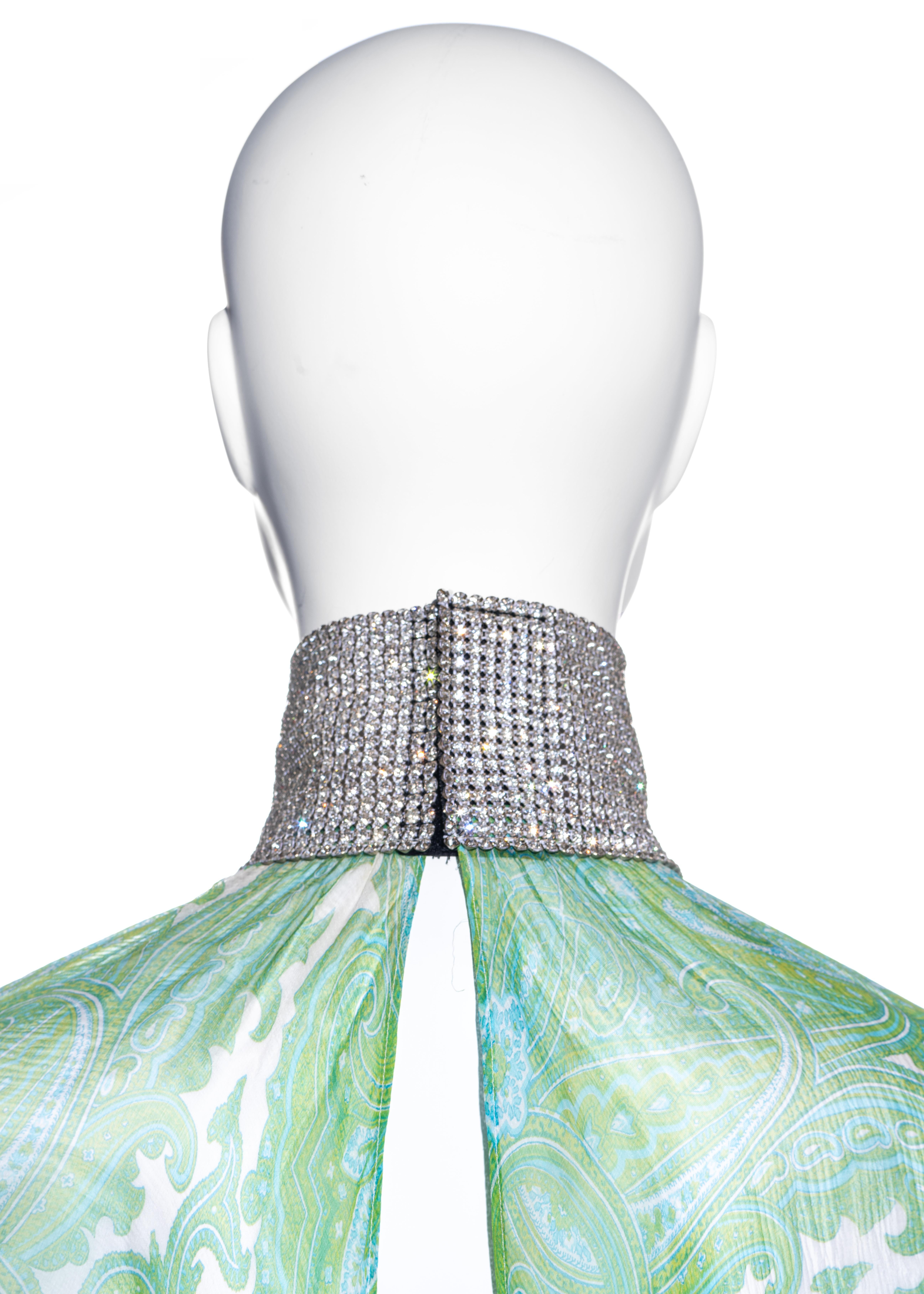 Dolce & Gabbana green paisley silk blouse with rhinestone mesh, ss 2000 3