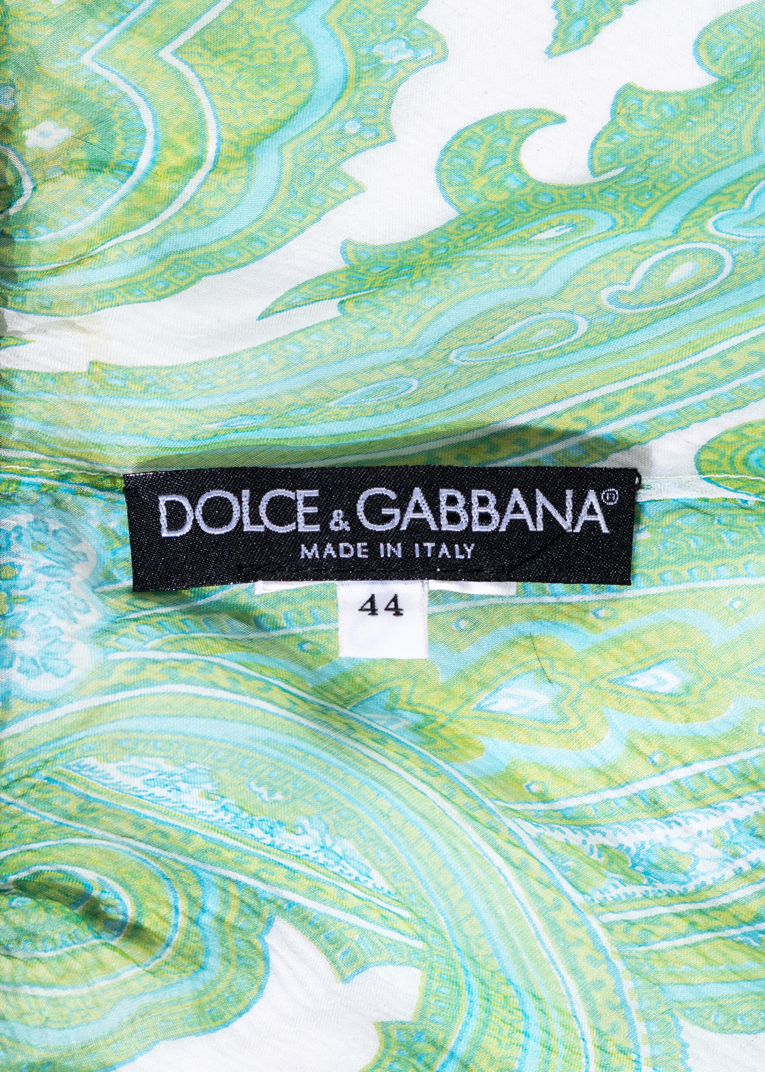 Dolce & Gabbana green paisley silk blouse with rhinestone mesh, ss 2000 4