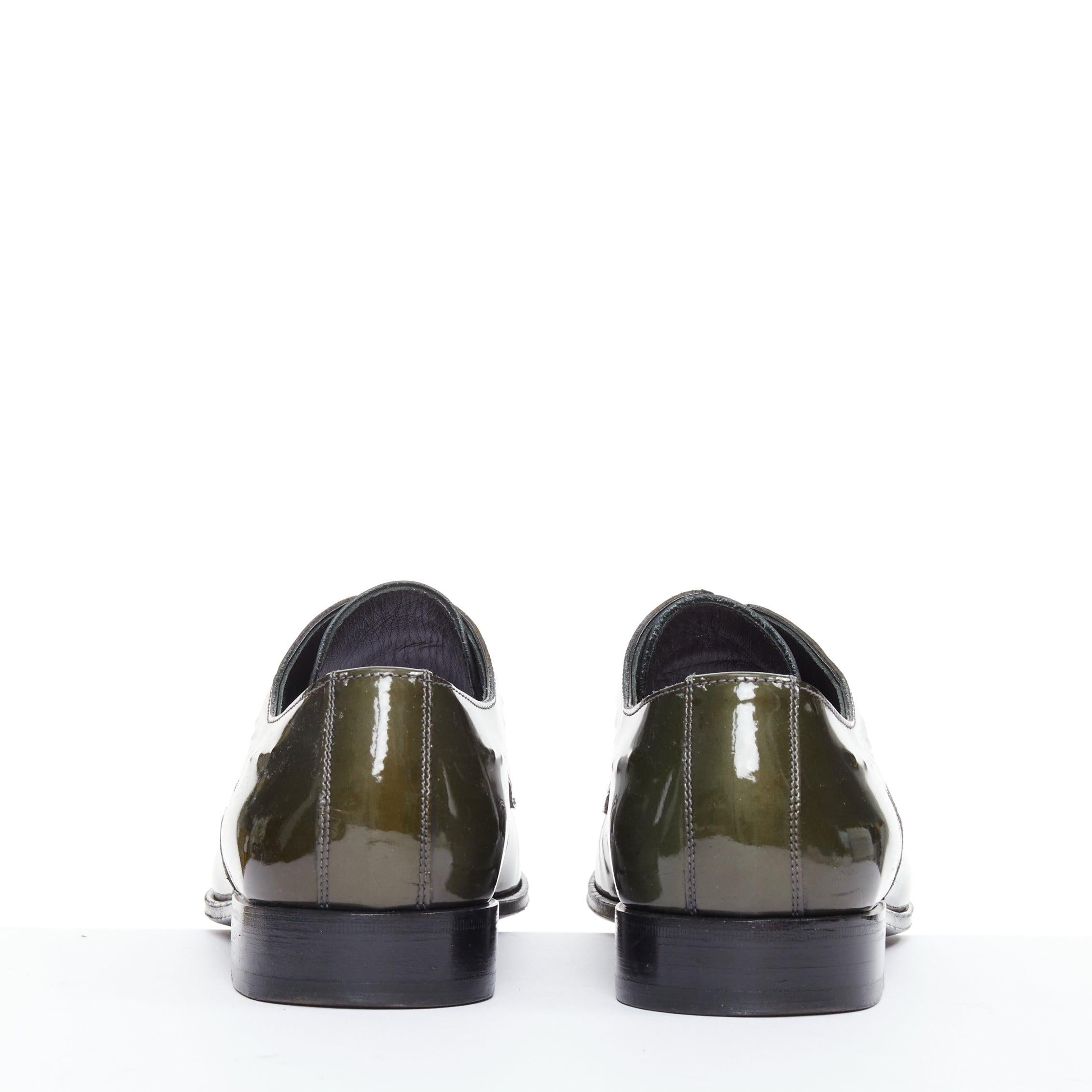 Uomo DOLCE GABBANA scarpe brogue a punta in vernice verde UK7 EU41 in vendita