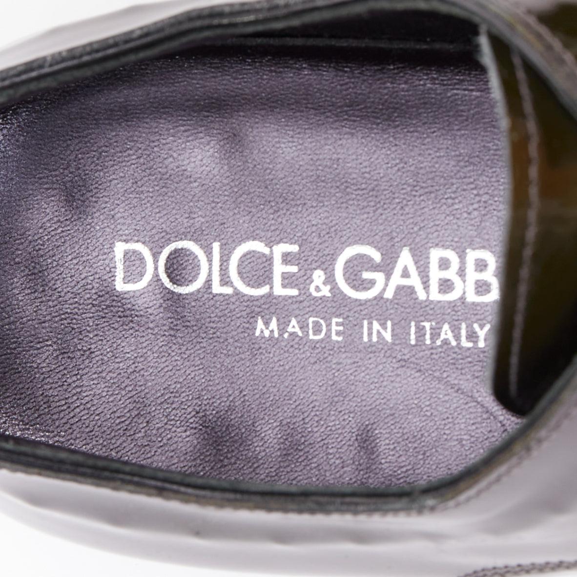 DOLCE GABBANA scarpe brogue a punta in vernice verde UK7 EU41 in vendita 4