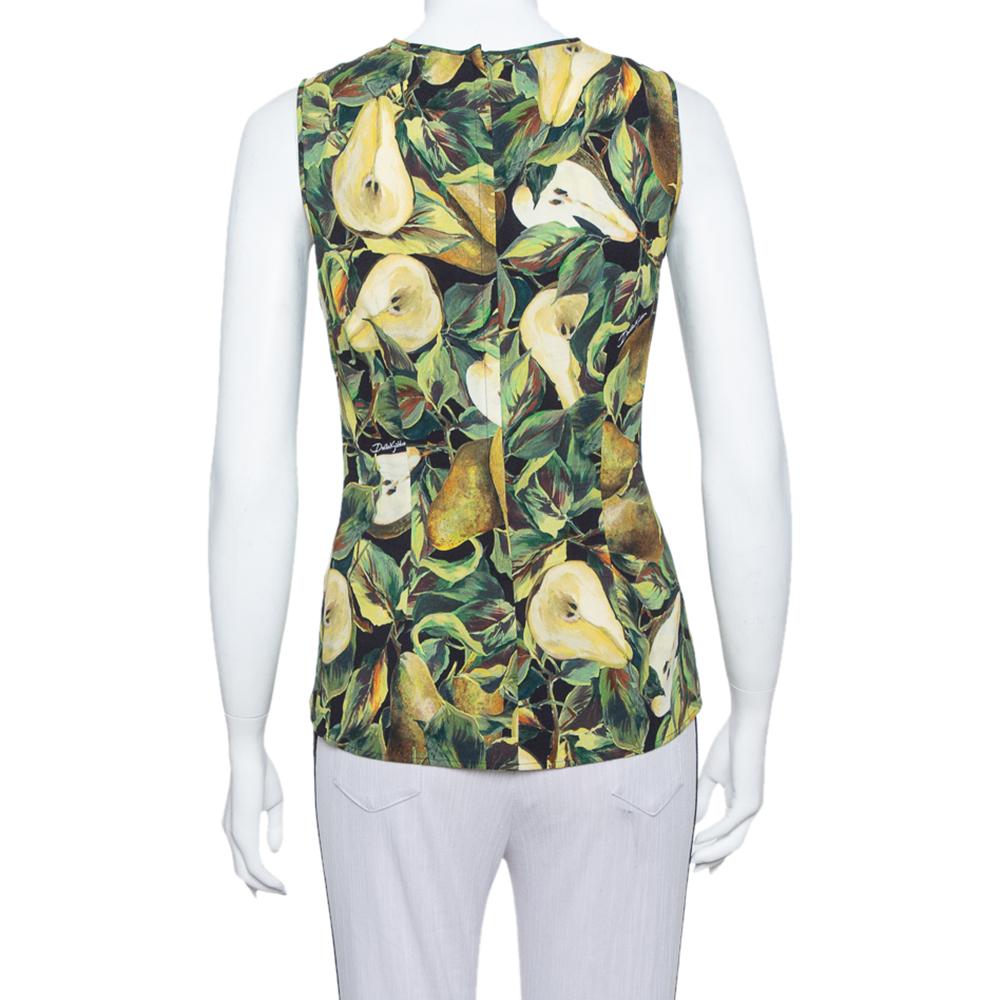 Grigio Dolce & Gabbana Canotta in crepe stampata verde pera S
