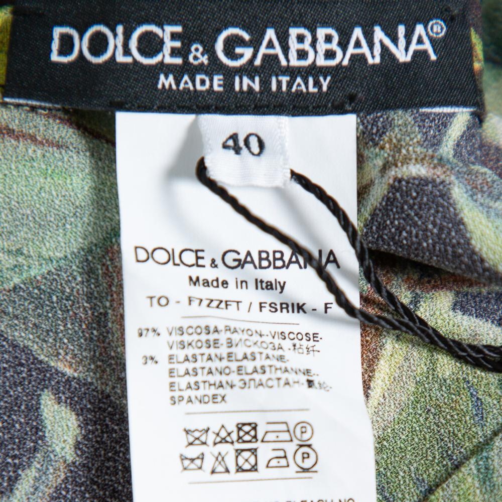 Women's Dolce & Gabbana Green Pear Printed Crepe Tank Top S