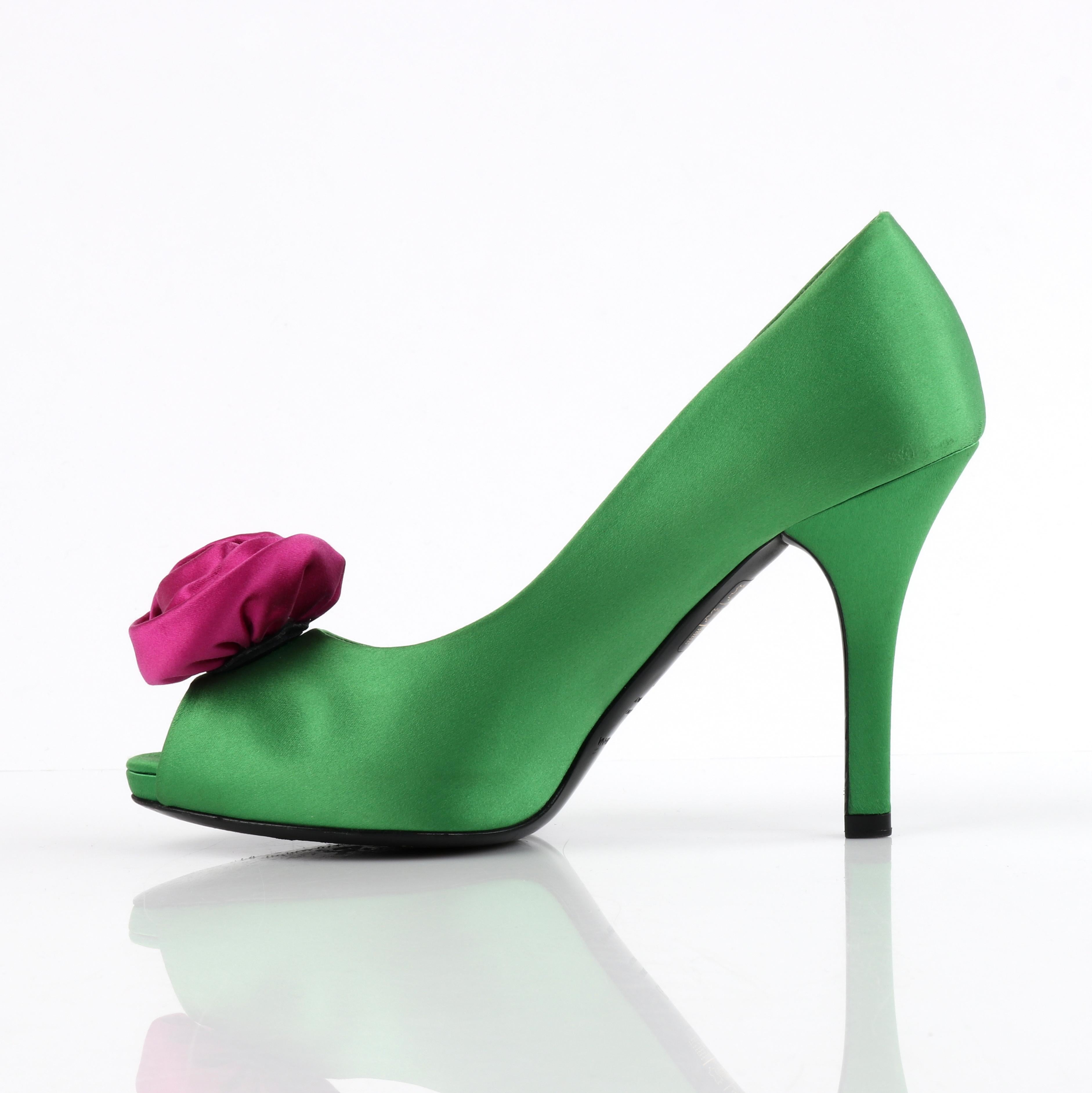 green and pink heels