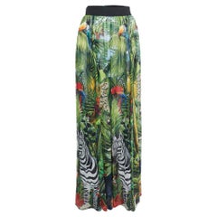 Dolce & Gabbana Green Printed Silk Chiffon Maxi Skirt M