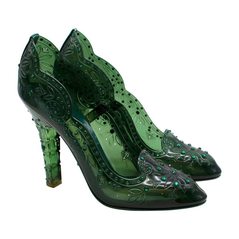 Dolce and Gabbana Green PVC Crystal Embellished Bette Pumps - Size EU 39 Sale at 1stDibs
