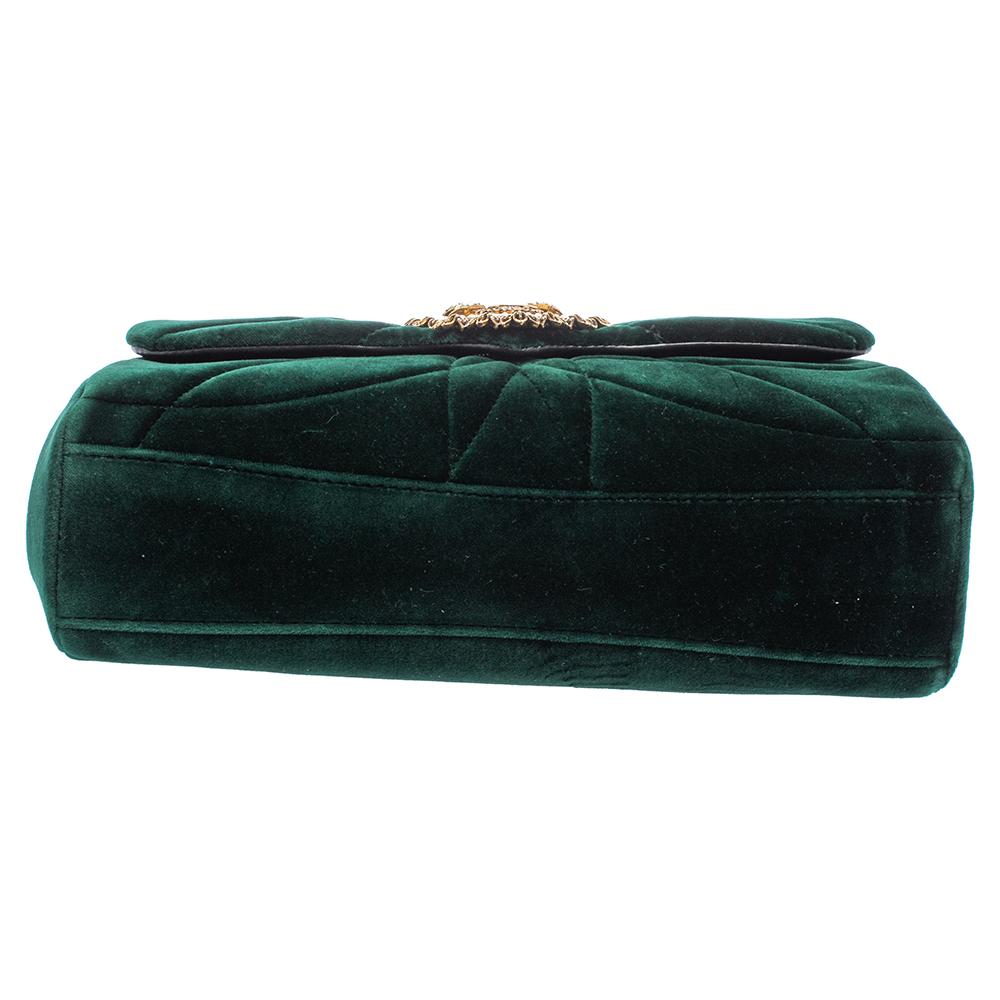 Dolce & Gabbana Green Quilted Velvet Large Devotion Shoulder Bag 6
