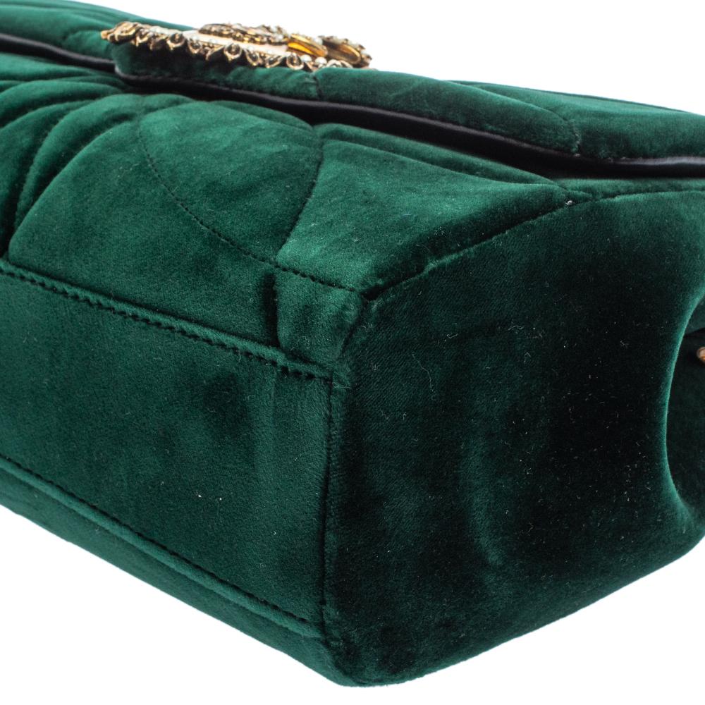 Dolce & Gabbana Green Quilted Velvet Large Devotion Shoulder Bag 4