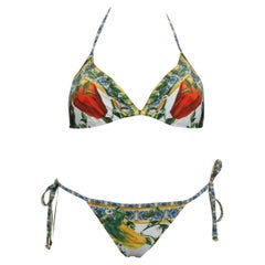 Dolce & Gabbana Green Red Paprika Two-piece Swimsuit Swimwear Bikini Beachwear 