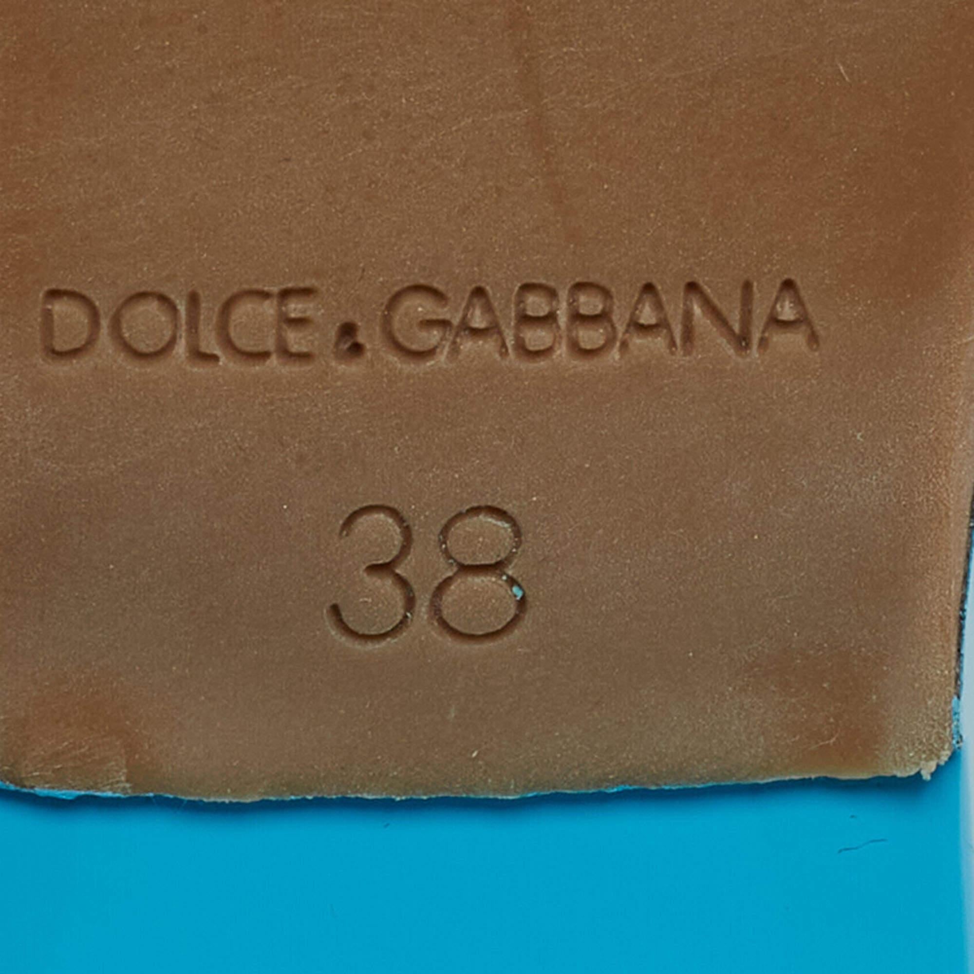 Dolce & Gabbana Green/Red Patent Leather Cross Strap Platform Ankle Strap Sandal For Sale 1