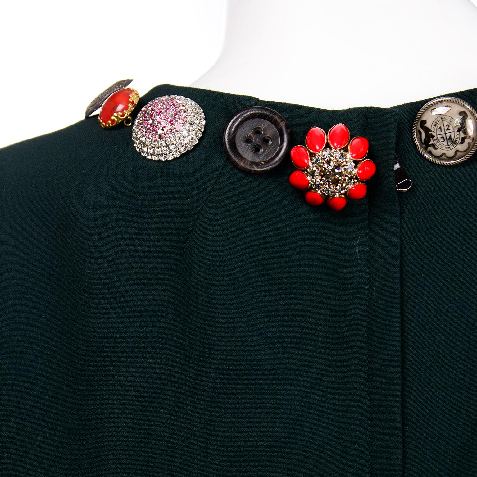 Dolce & Gabbana Green Ruffled Dress With Decorative Button Trim 5