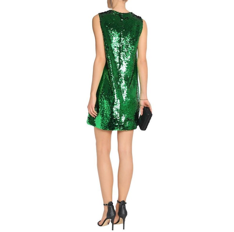 DOLCE and GABBANA Green Sequin Dress sz IT44 US 4-6 For Sale at 1stdibs