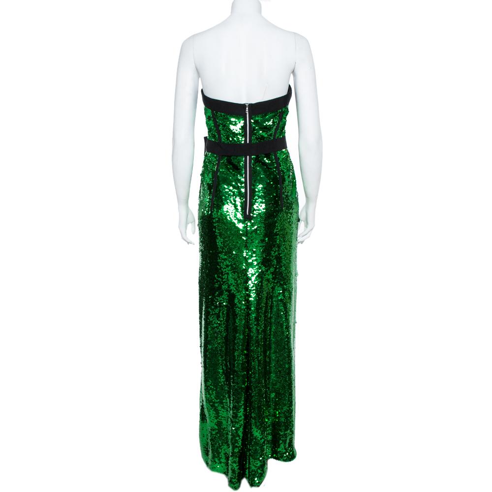 green strapless maxi dress