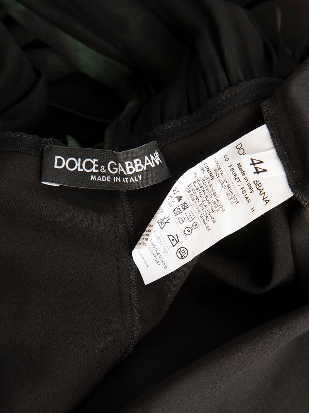 Dolce & Gabbana Green Silk Leopard Print Dress Size L For Sale 2