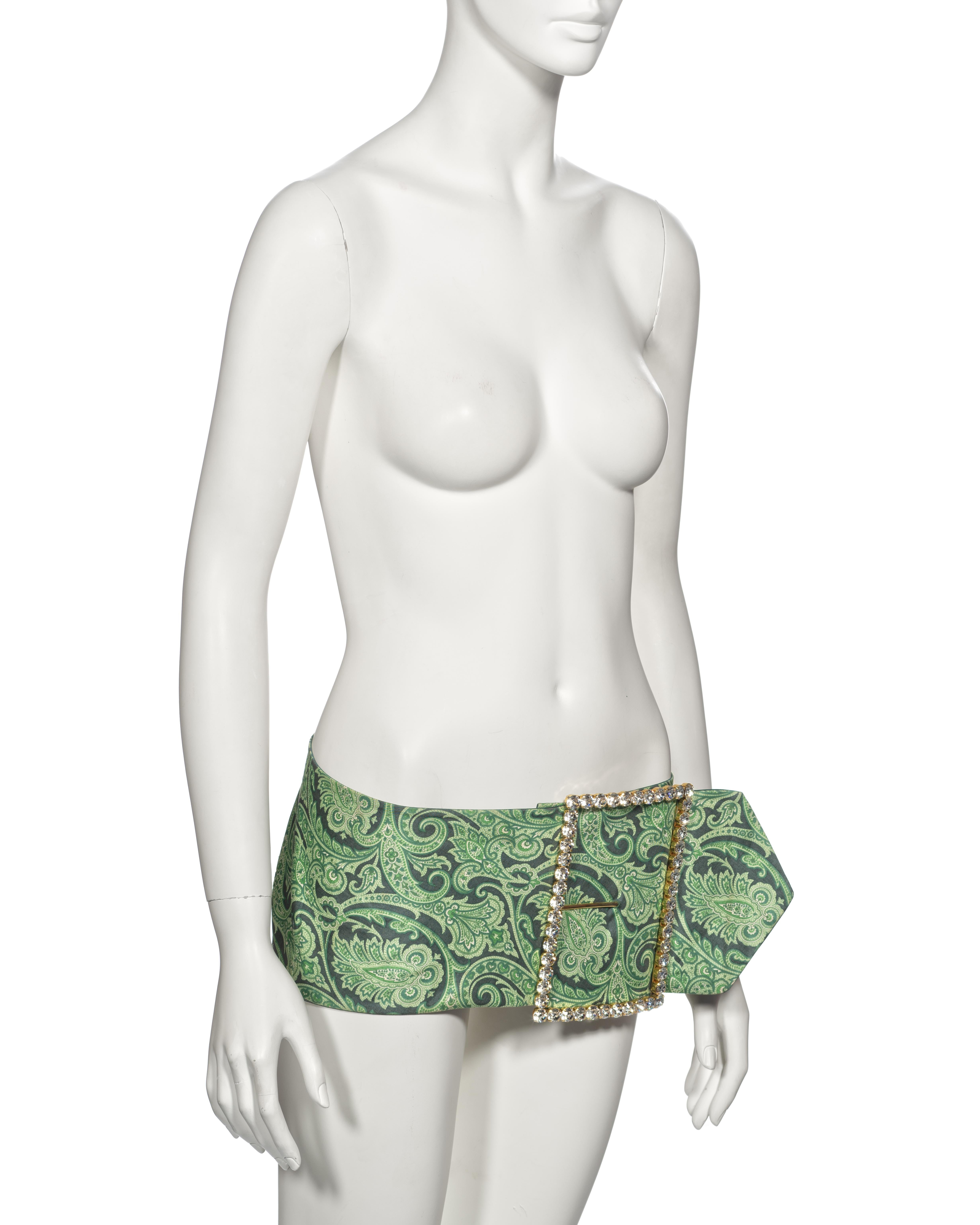 Dolce & Gabbana Green Silk Micro Mini Skirt with Swarovski Crystals, ss 2000 6