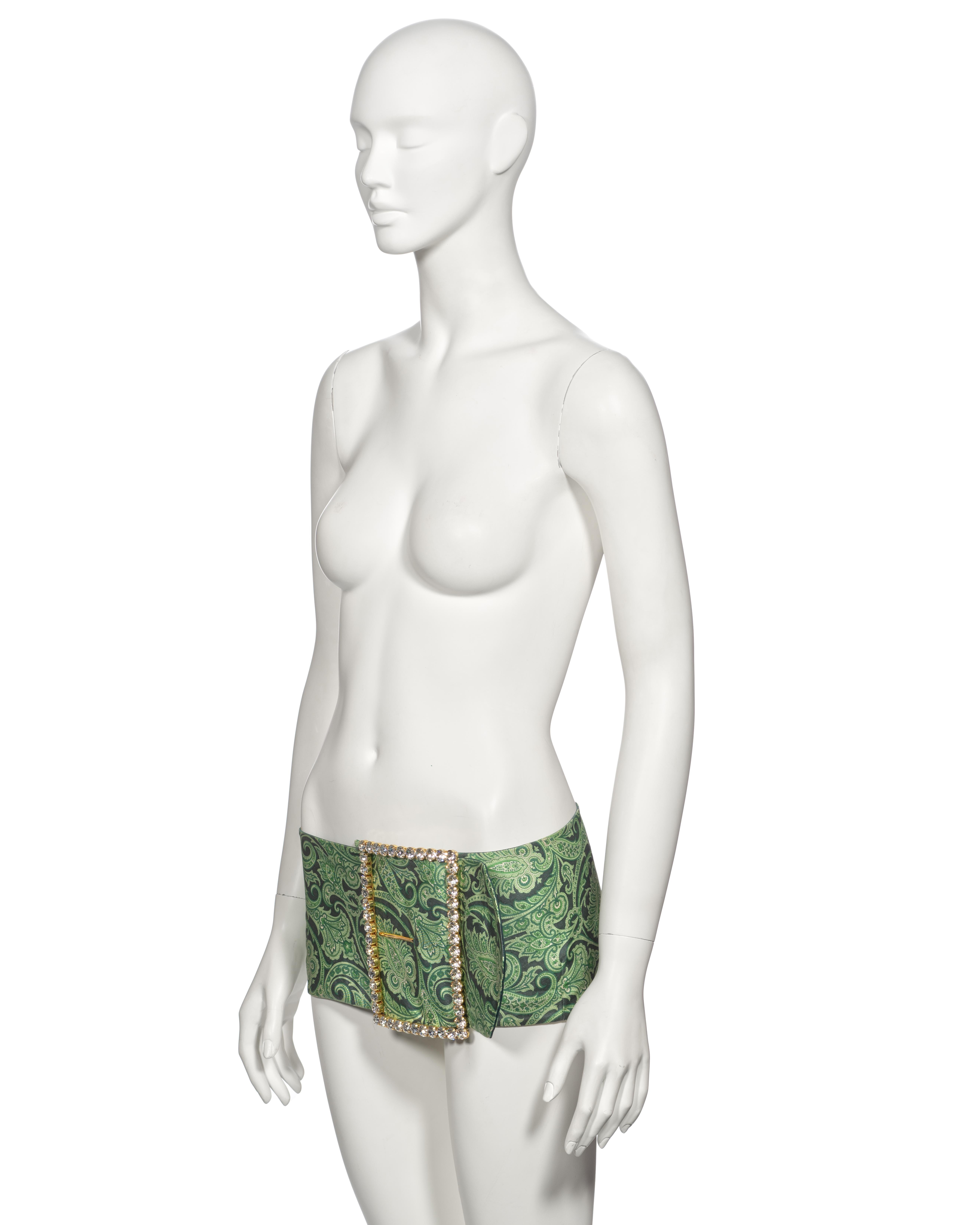 Dolce & Gabbana Green Silk Micro Mini Skirt with Swarovski Crystals, ss 2000 10