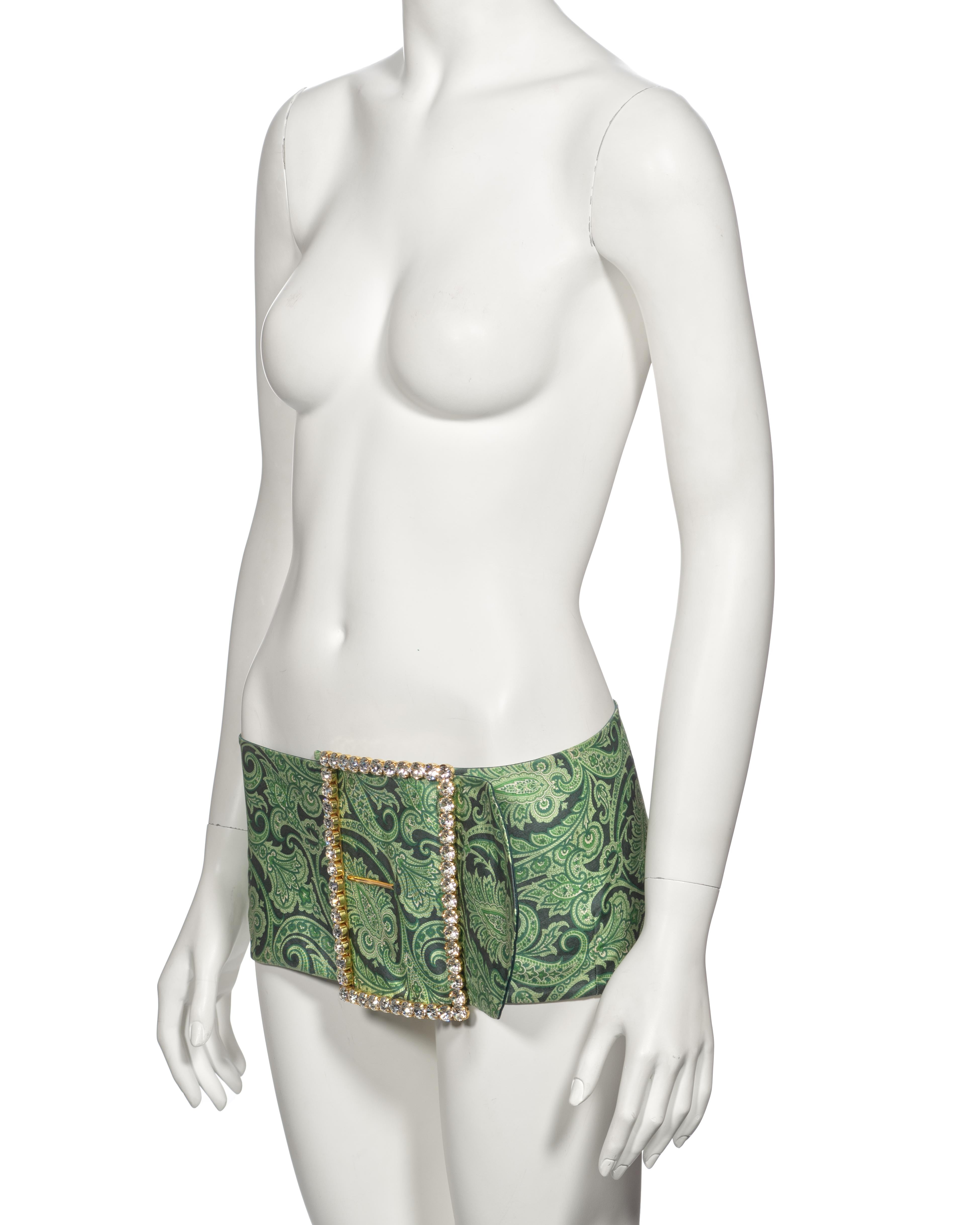 Dolce & Gabbana Green Silk Micro Mini Skirt with Swarovski Crystals, ss 2000 11