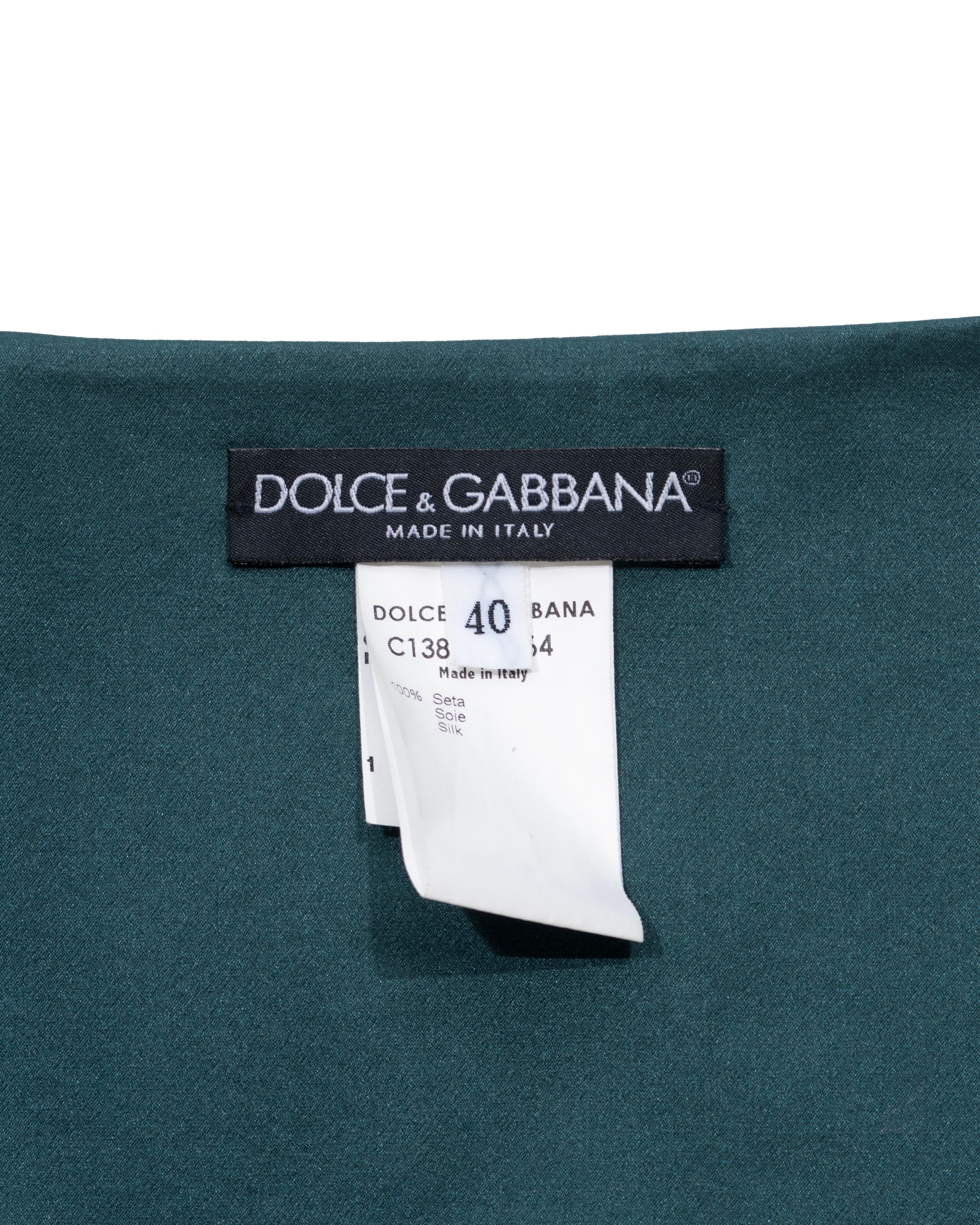 Dolce & Gabbana Green Silk Micro Mini Skirt with Swarovski Crystals, ss 2000 13