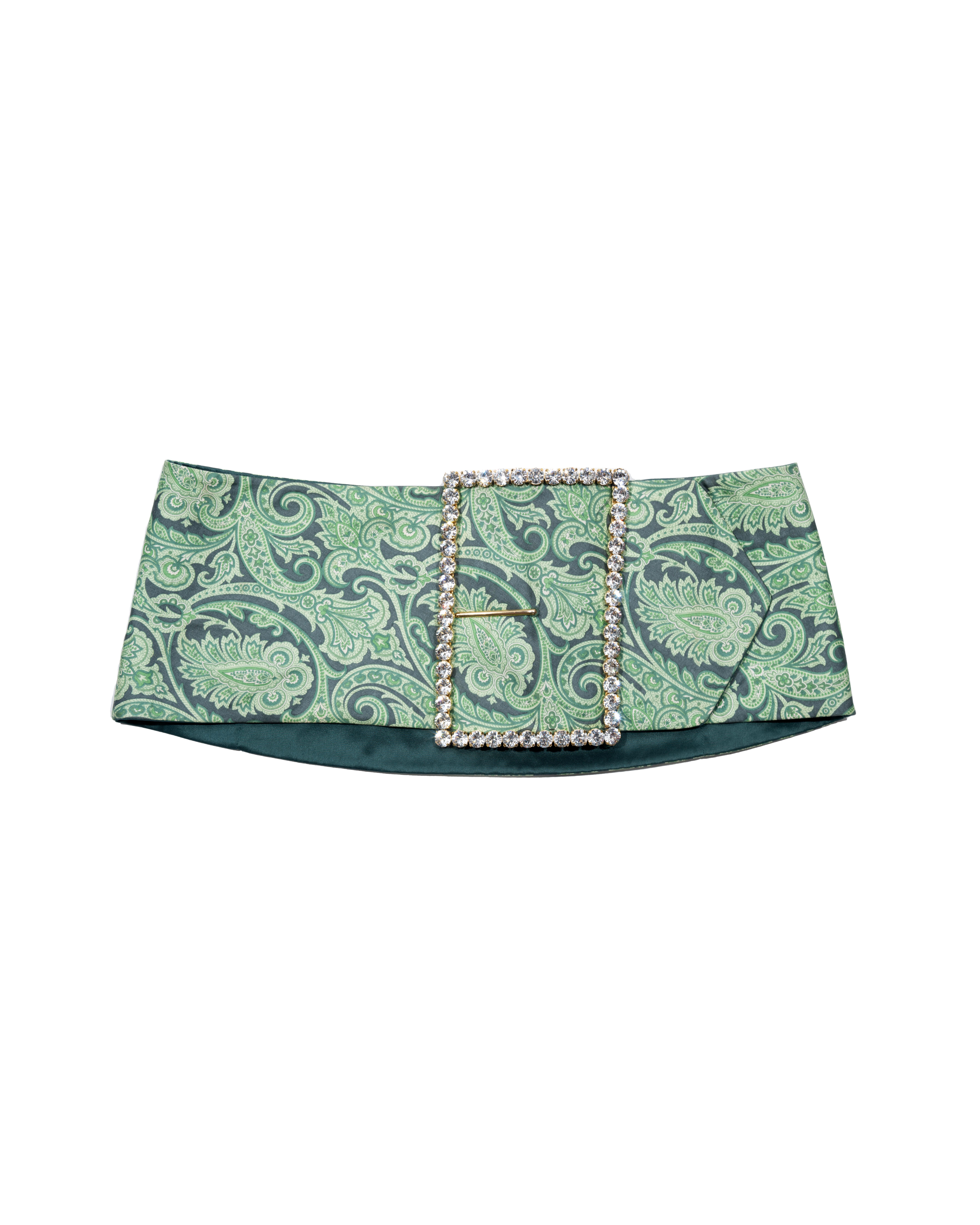 Women's Dolce & Gabbana Green Silk Micro Mini Skirt with Swarovski Crystals, ss 2000