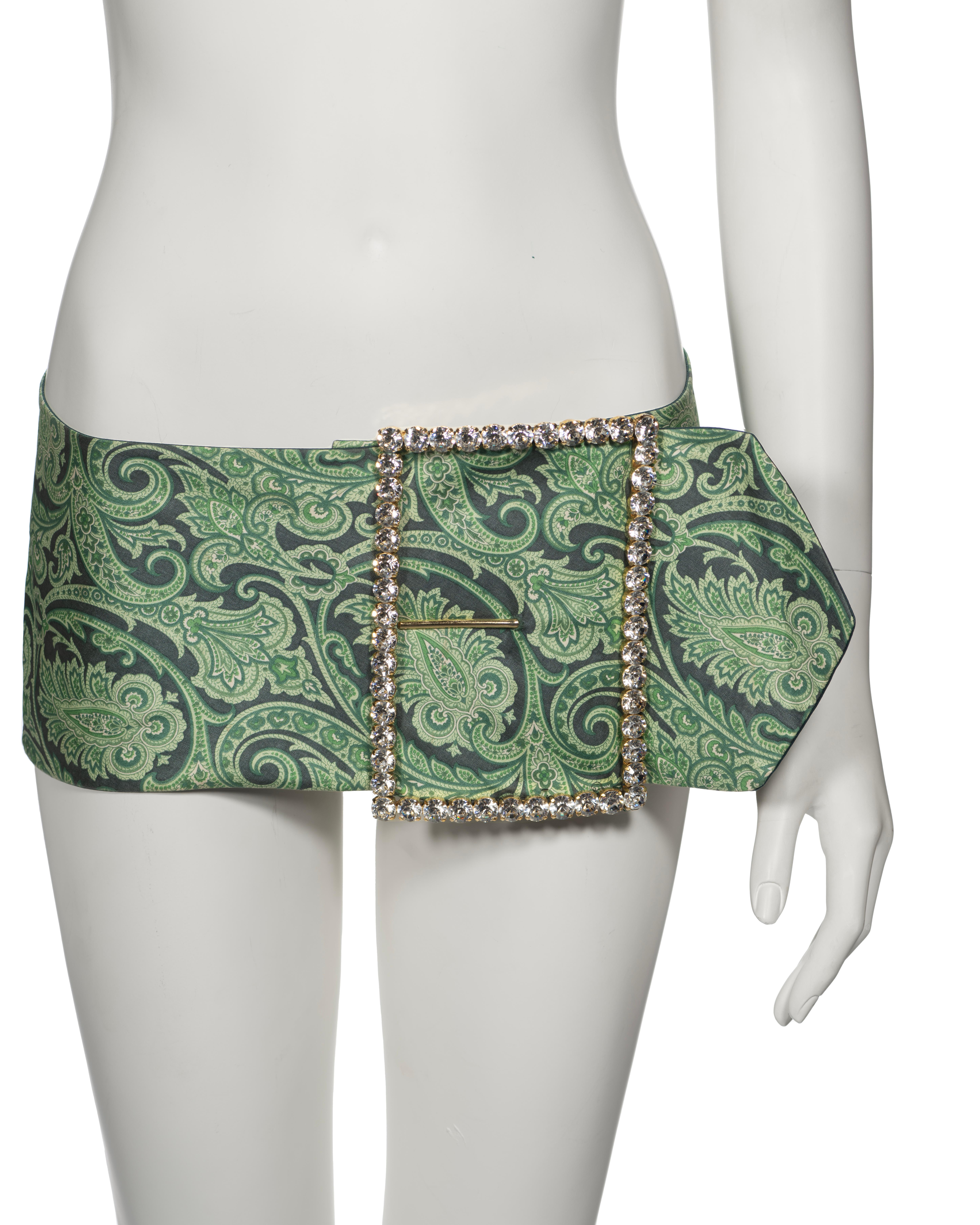 Dolce & Gabbana Green Silk Micro Mini Skirt with Swarovski Crystals, ss 2000 3