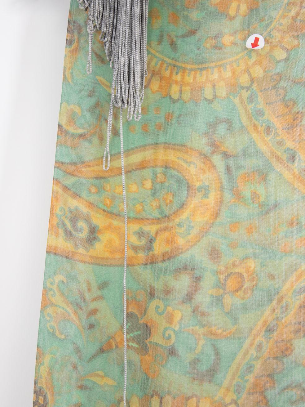 Dolce & Gabbana Green Silk Tassel Scarf For Sale 2