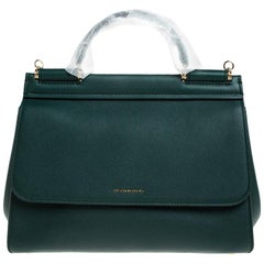 Dolce 
Gabbana Green Smooth Leather Miss Sicily Top Handle Bag