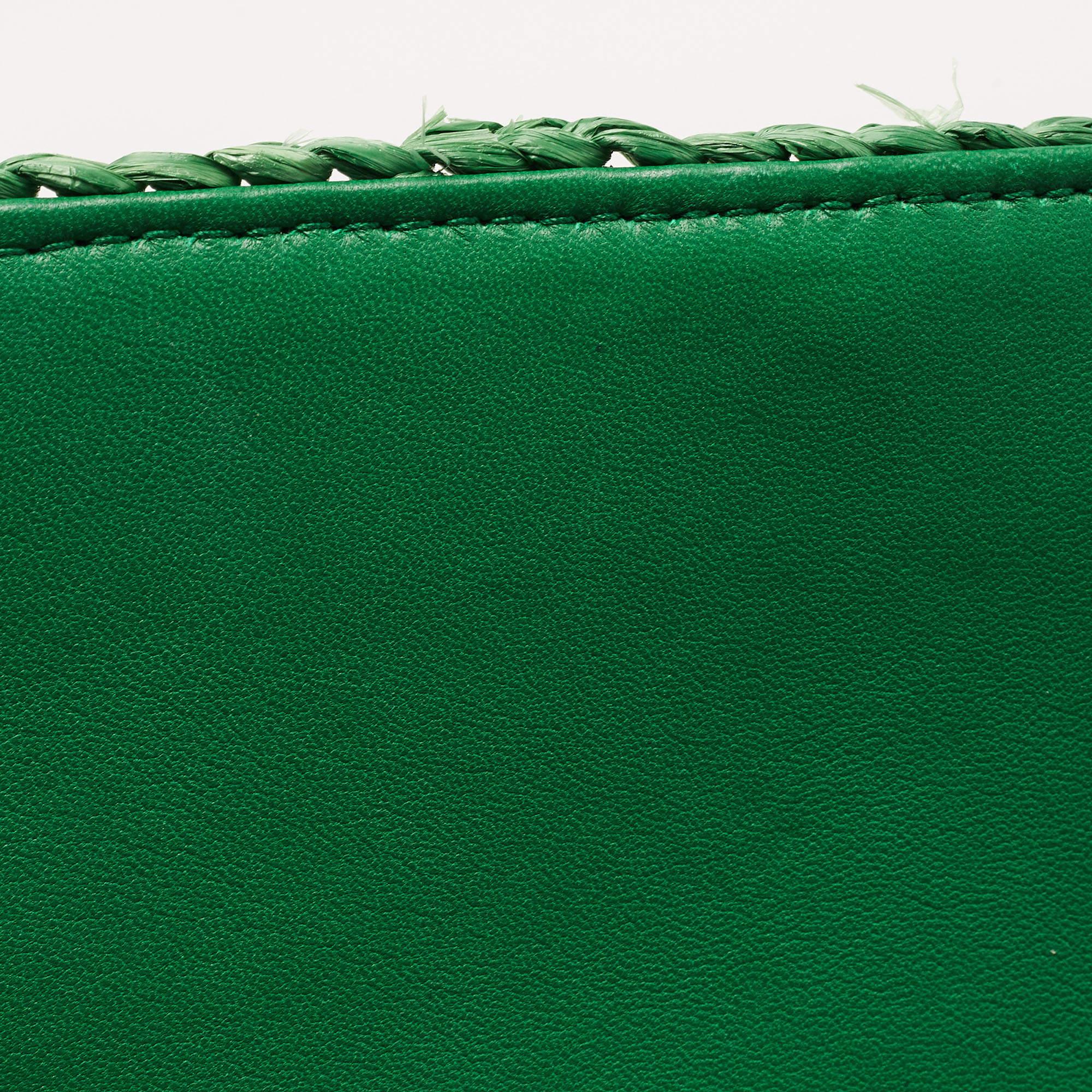 Dolce & Gabbana Green Leather Daisy Crystal Embellished Waist Belt