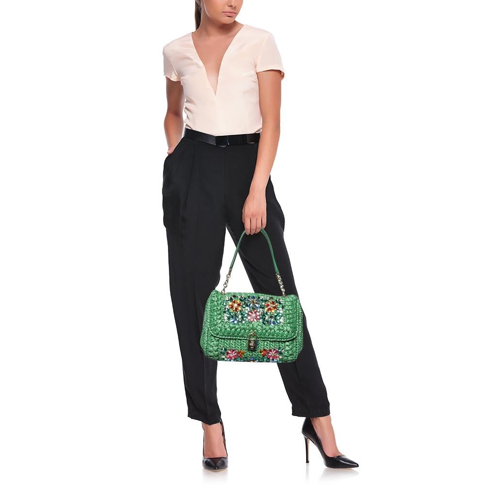 Verde Dolce & Gabbana Borsa a tracolla Miss Bonita in paglia verde impreziosita da cristalli