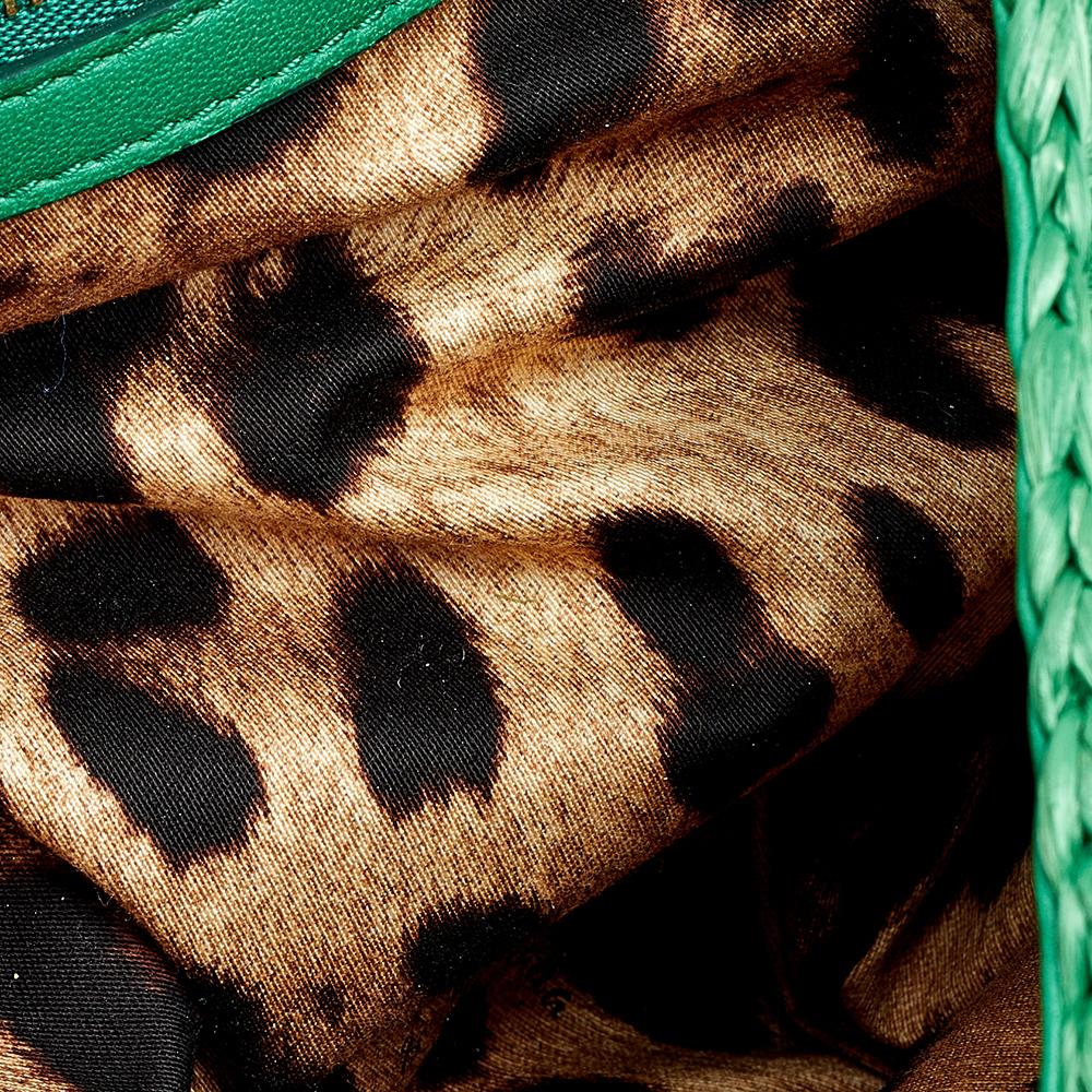 Dolce & Gabbana Borsa a tracolla Miss Bonita in paglia verde impreziosita da cristalli 4